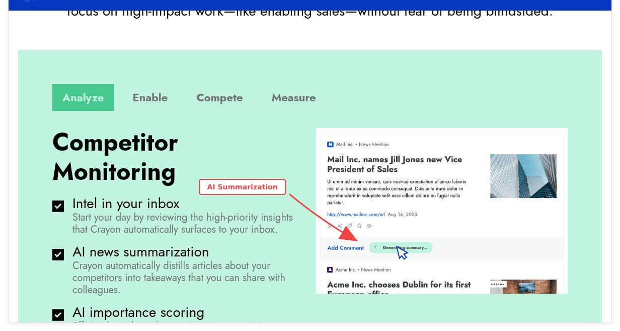 Crayon competitive intelligence platform dashboard