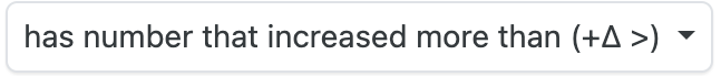 Distill numeric condition operator: has number that increased more than.